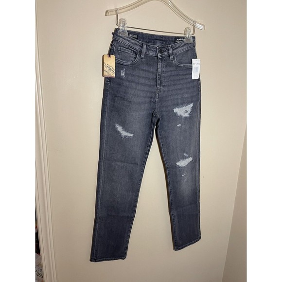 Buffalo David Bitton Denim - Buffalo David Jeans Womens 29 High-Rise Straight Jayden  Destressed Dark Gray